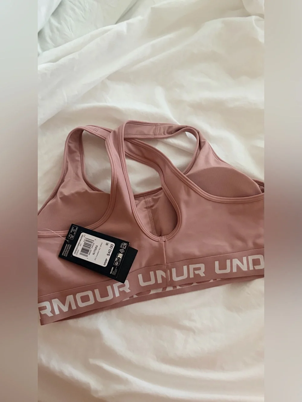 Under Armour Women's Dusty Rose Sports Bra XL Mauve pink “